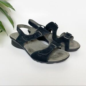 Mephisto Paris Slingback Sandal EUR 37 Black Bucksoft Leather